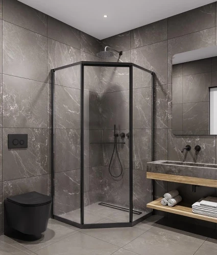 Душевой уголок Timo TTSS-100/03C-8L 1000x1000x2000 T35L раздвижной профиль Черный стекло прозрачное