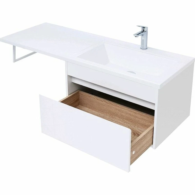 Тумба с раковиной Aquanet Токио 130 R 239218 подвесная Белая МДФ / ЛДСП