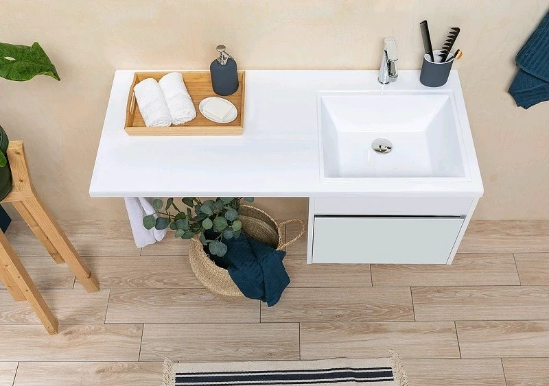 Тумба с раковиной Aquanet Токио 130 R 239218 подвесная Белая МДФ / ЛДСП