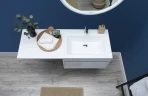 Тумба с раковиной Aquanet Токио 130 R 239218 подвесная Белая МДФ / ЛДСП