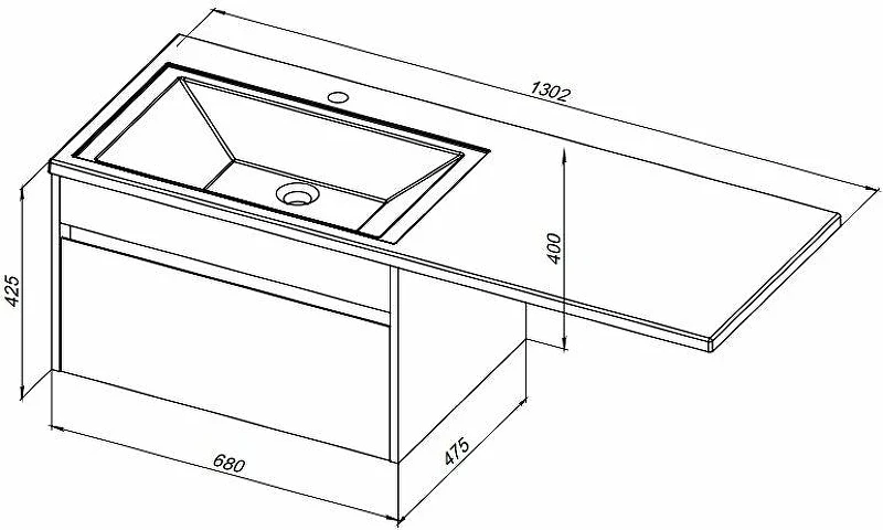 Тумба с раковиной Aquanet Токио 130 R 239218 подвесная Белая МДФ / ЛДСП