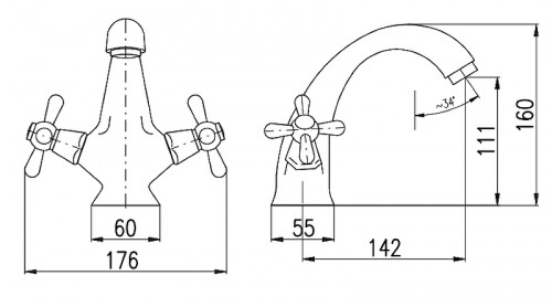 Смеситель для раковины Rav Slezak Morava retro MK129.5 Хром латунь