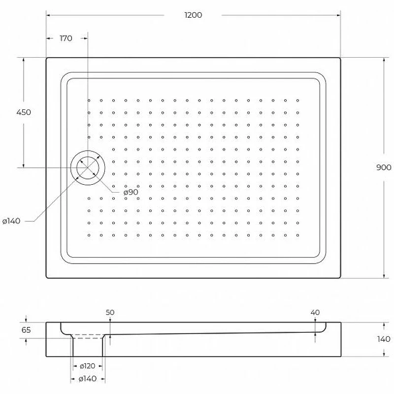 Акриловый поддон для душа BelBagno Tray 120x90 TRAY-BB-AH-120/90-15-W Белый