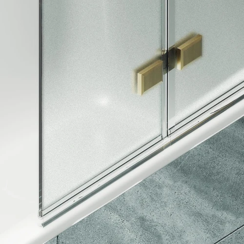 Шторка для ванны Maybah Glass MGV-581-3 750х1400 складная 3 секции Золото стекло сатиновое