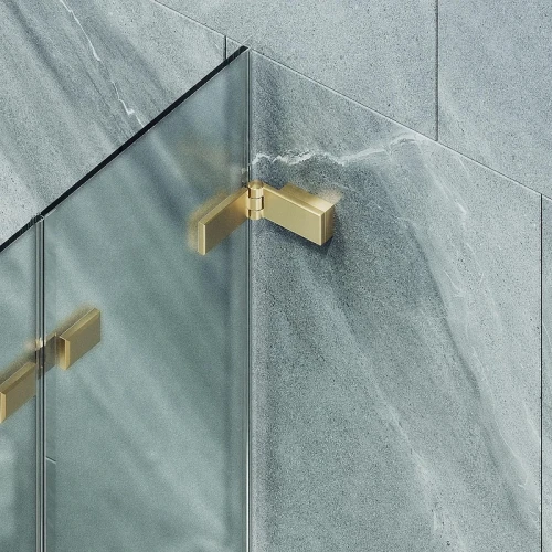 Шторка для ванны Maybah Glass MGV-581-3 750х1400 складная 3 секции Золото стекло сатиновое