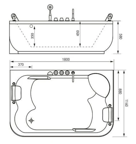 Акриловая ванна Gemy Gemy 180x116 G9085 O L С гидромассажем