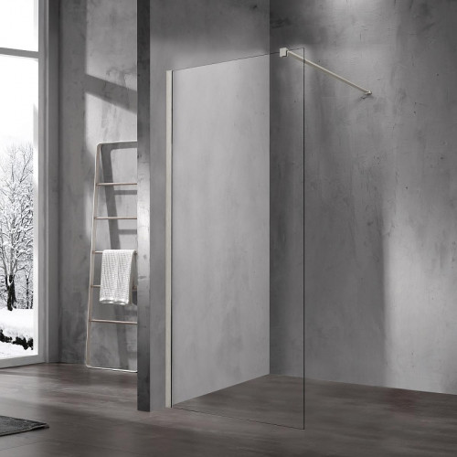 Душевая перегородка Vincea Walk-In 100 VSW-1H110CLBN профиль Брашированный никель стекло прозрачное