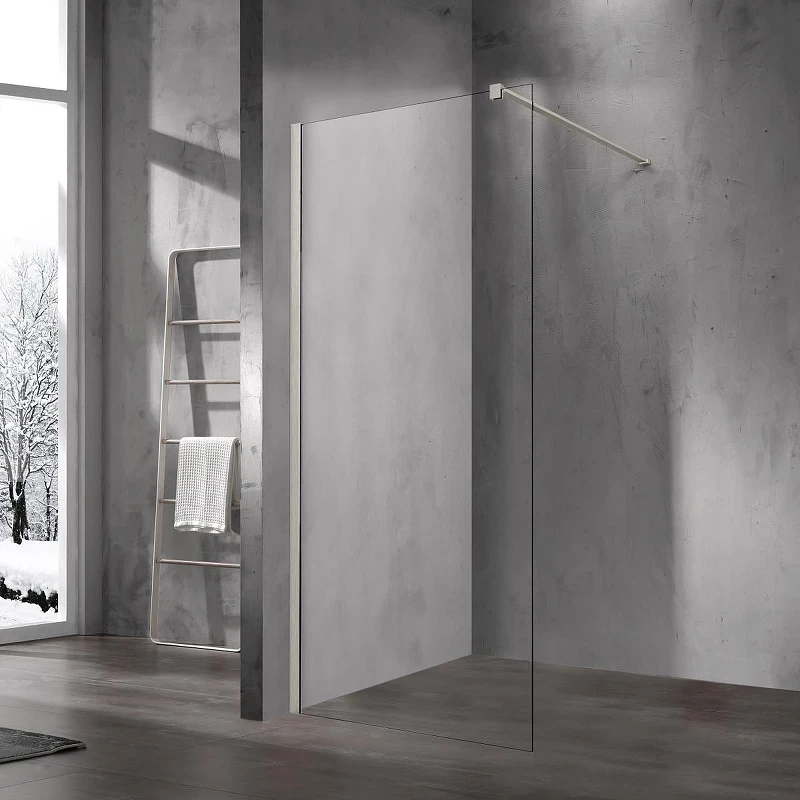 Душевая перегородка Vincea Walk-In 100 VSW-1H110CLBN профиль Брашированный никель стекло прозрачное