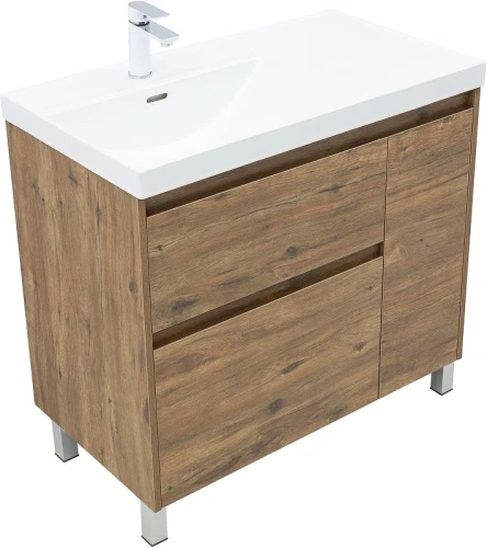 Тумба с раковиной Aquanet Nova Lite 2.0 90 L 365925 цвет Дуб рустикальный