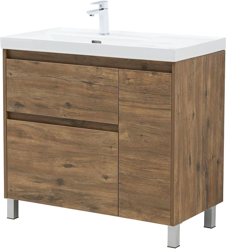 Тумба с раковиной Aquanet Nova Lite 2.0 90 L 365925 цвет Дуб рустикальный