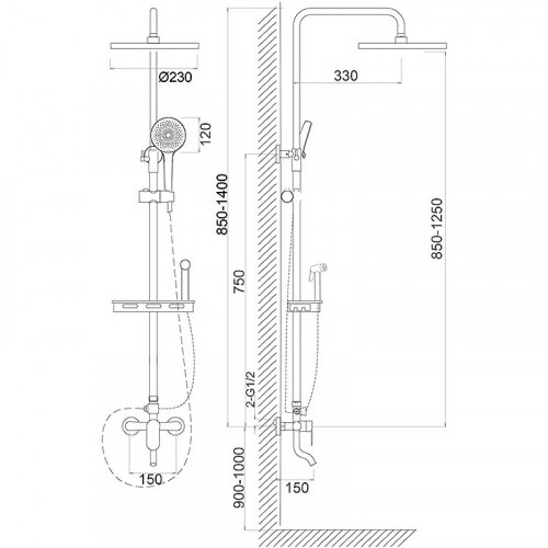 Душевая система Melodia della vita Jazz MSC00107С_bk Черная матовая