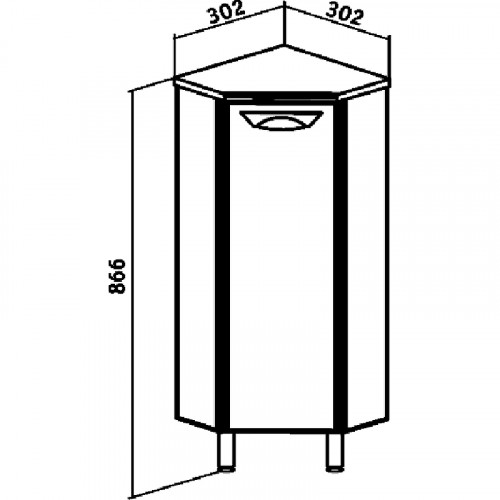 Тумба Runo Эконом 30 R 00000000005 угловая Белая МДФ / ЛДСП