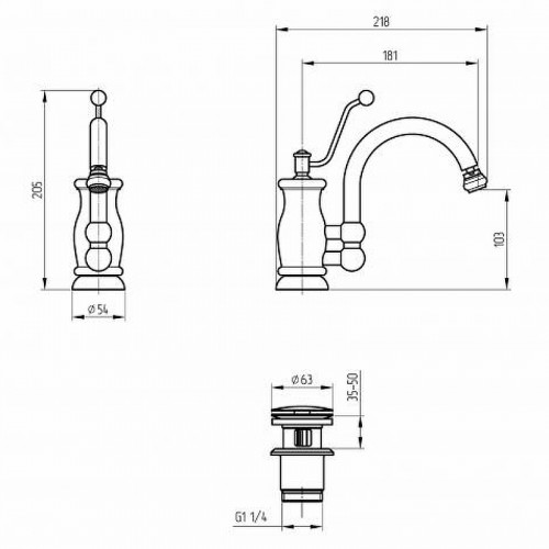 Смеситель для биде Migliore Vivaldi 19543 Золото латунь