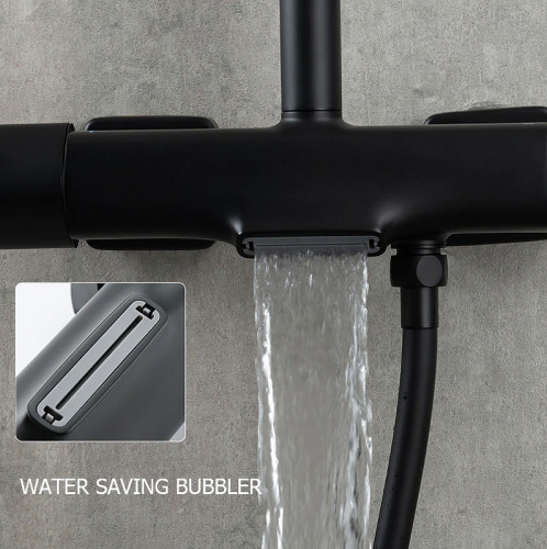 Душевая система Gappo G2495-76 с термостатом Черная матовая латунь на стену