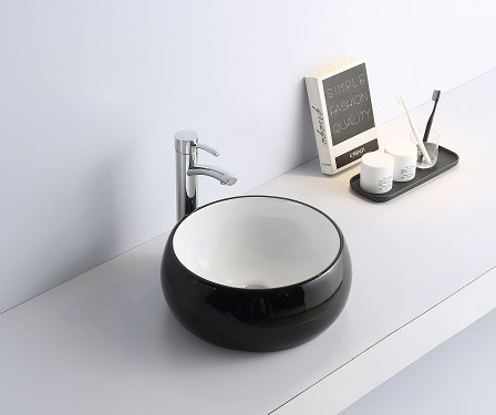 Раковина-чаша CeramaLux 39 5004BW Черная фаянс накладная