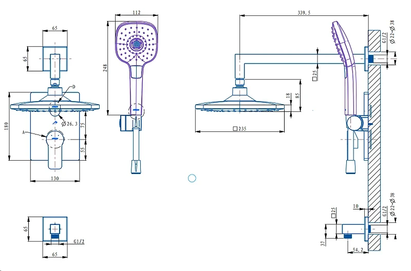 Душевая система Arrow ARQ1201HUMB цвет Черный матовый