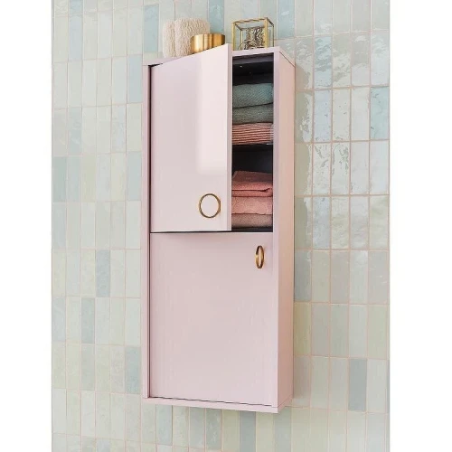 Шкаф пенал Jacob Delafon Vivienne 40 L EB1510GLB3-S42-S42 подвесной цвет Пыльная роза сатин
