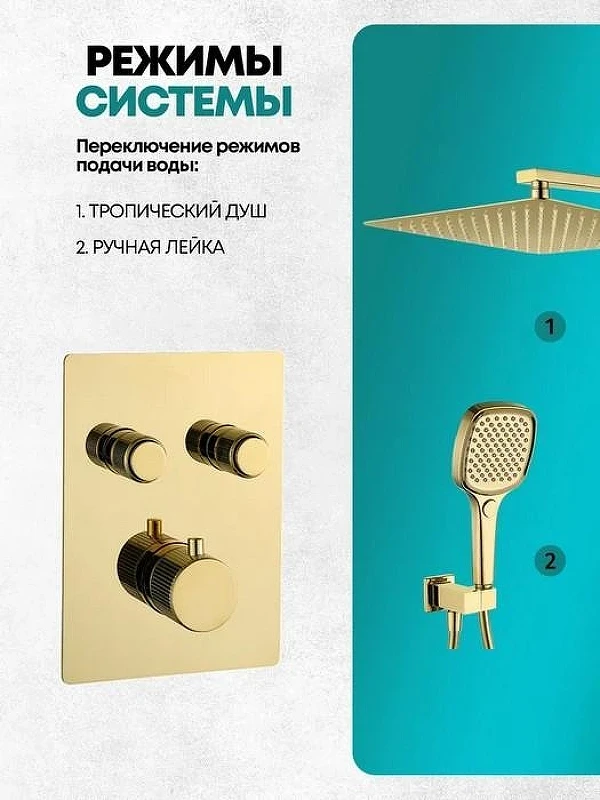 Душевая система Grocenberg GB5040GO с термостатом Золото