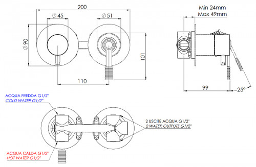Смеситель для душа Remer Atelier AL93ZP цвет Хром