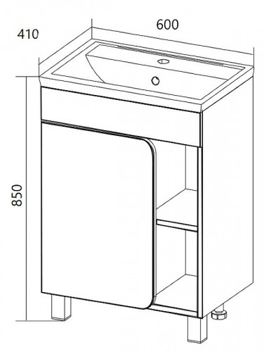 Тумба под раковину 1MarKa Nuvo 60 У76062 Дуб Сонома МДФ / ЛДСП