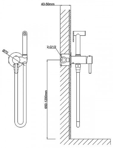 Гигиенический душ со смесителем Vincea VHFW-101MB Черный матовый латунь встраиваемый