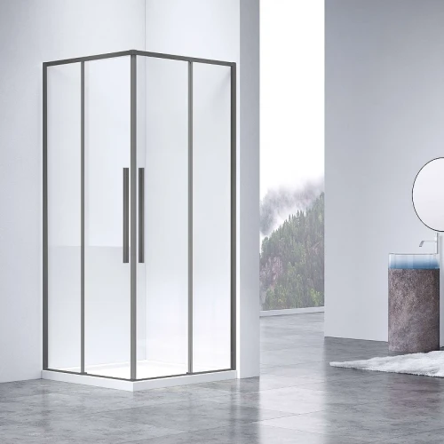 Душевой уголок Vincea Slim-N 100x80 VSS-4SN8010CLGM профиль Вороненая сталь стекло прозрачное