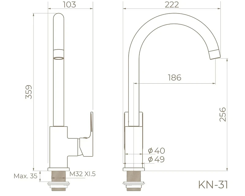 Смеситель для кухни Knotlor Ergofit KN-31 цвет Хром