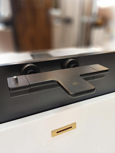 Смеситель для ванны AltroBagno Lamberto 0212 MB с термостатом цвет Черный матовый