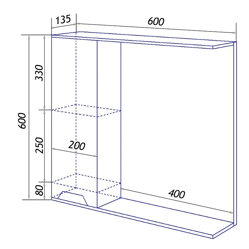 Зеркало со шкафом Loranto Florena 60 L CS00086983 цвет Светлый бетон