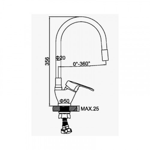 Смеситель для кухни D-Lin D150628-5C цвет  Хром  Зеленый