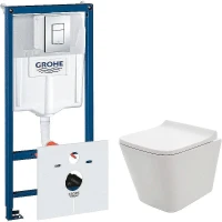 Унитаз с инсталляцией AQUAme AQM2004 + Grohe Rapid SL 38775001 с сиденьем Микролифт и клавишей смыва Хром
