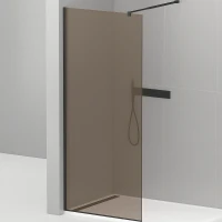 Душевая перегородка Cezares Liberta 110 LIBERTA-L-1-110-BR-NERO профиль Черный матовый стекло бронзовое