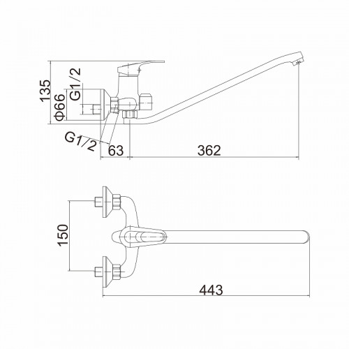 Смеситель для ванны Fashun A2237 универсальный цвет Хром