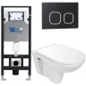 Комплект унитаза с инсталляцией WeltWasser AMBERG 506 + BAARBACH 004 GL-WT + AMBERG RD-BL 10000006767 цвет Белый глянцевый с сиденьем Микролифт и клавишей смыва цвет Черный