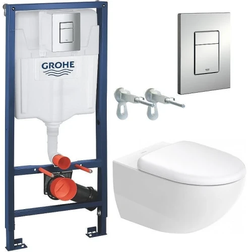 Унитаз с инсталляцией Duravit Architec 45720900A1 + Grohe Rapid SL 38772001 с сиденьем Микролифт и клавишей смыва Хром