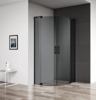 Душевой уголок Cezares Slider 100x100 SLIDER-R-2-90/100-GRIGIO-NERO профиль Черный матовый стекло серое