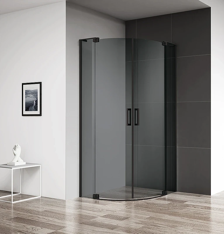 Душевой уголок Cezares Slider 100x100 SLIDER-R-2-90/100-GRIGIO-NERO профиль Черный матовый стекло серое