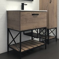 Тумба с раковиной Comforty Бредфорд 75 00-00008074 Дуб темный МДФ / ЛДСП