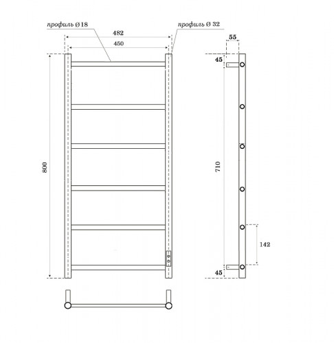 Электрический полотенцесушитель APEXTERMO Stella Light 800x450 ST00384BL цвет Черный
