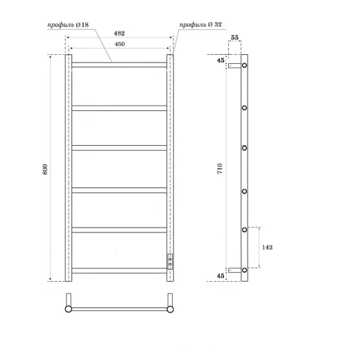 Электрический полотенцесушитель APEXTERMO Stella Light 800x450 ST00384BL цвет Черный