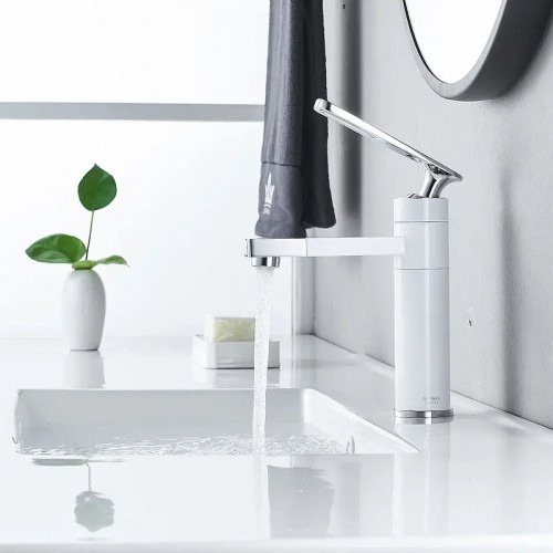 Смеситель для раковины Shevanik S6601F цвет Белый Хром