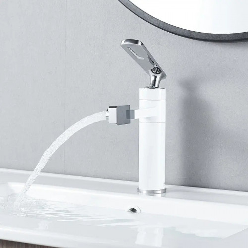 Смеситель для раковины Shevanik S6601F цвет Белый Хром