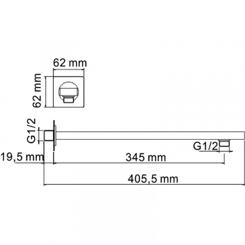 Кронштейн для верхнего душа WasserKRAFT Aisch A180 Золото матовое латунь на стену