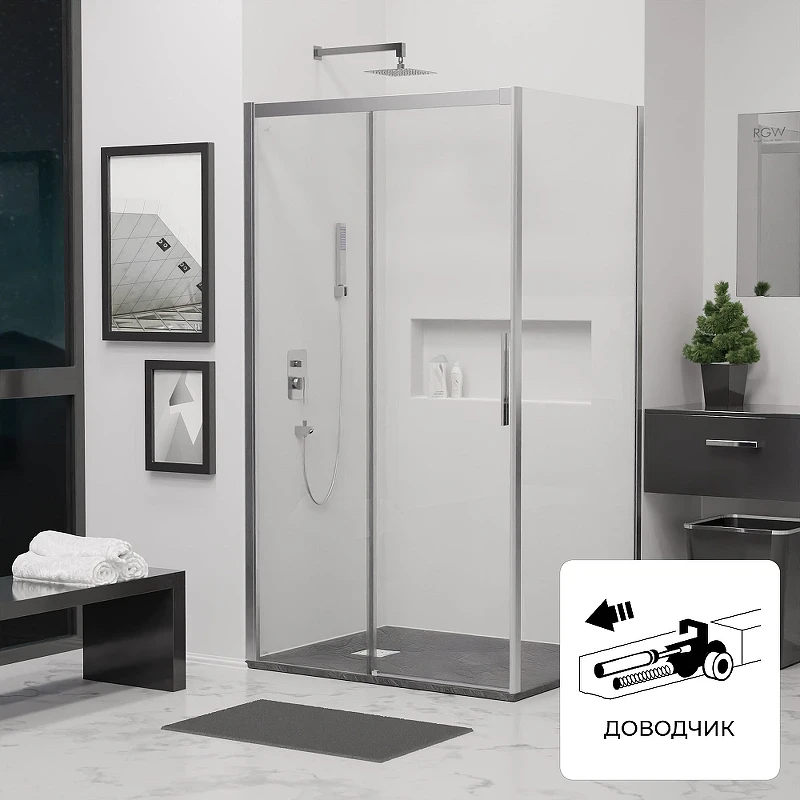 Душевой уголок RGW Leipzig 150x90 34124195-011 профиль цвет Хром стекло прозрачное