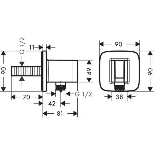 Шланговое подключение Hansgrohe FixFit Q 26887700 Белое матовое пластик на стену