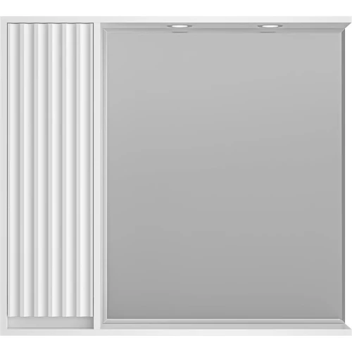 Зеркало со шкафом Brevita Balaton 90 L BAL-04090-01-Л с подсветкой Белое матовое МДФ / ЛДСП, стекло