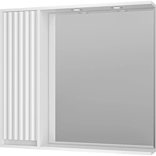 Зеркало со шкафом Brevita Balaton 90 L BAL-04090-01-Л с подсветкой Белое матовое МДФ / ЛДСП, стекло