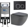 Комплект унитаза с инсталляцией WeltWasser AMBERG 497 + MERZBACH 043 MT-GR + AMBERG RD-BL 10000011370 цвет Серый матовый с сиденьем Микролифт и клавишей смыва цвет Черный