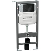 Комплект унитаза с инсталляцией Ceramicanova Balearica CN6000_1001B_1000 с сиденьем Микролифт и Черной матовой клавишей смыва фарфор подвесной