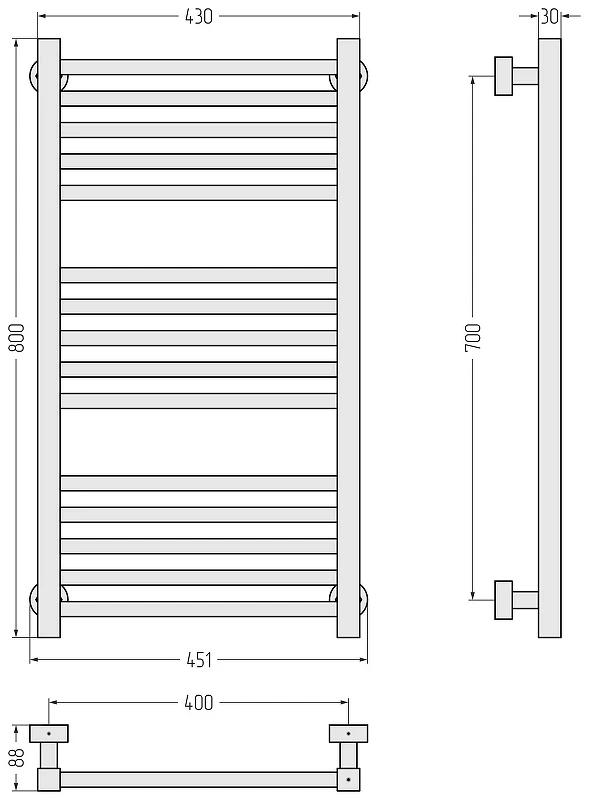 Водяной полотенцесушитель Сунержа Модус PRO 80x40 022-0450-8040 цвет Матовая шампань